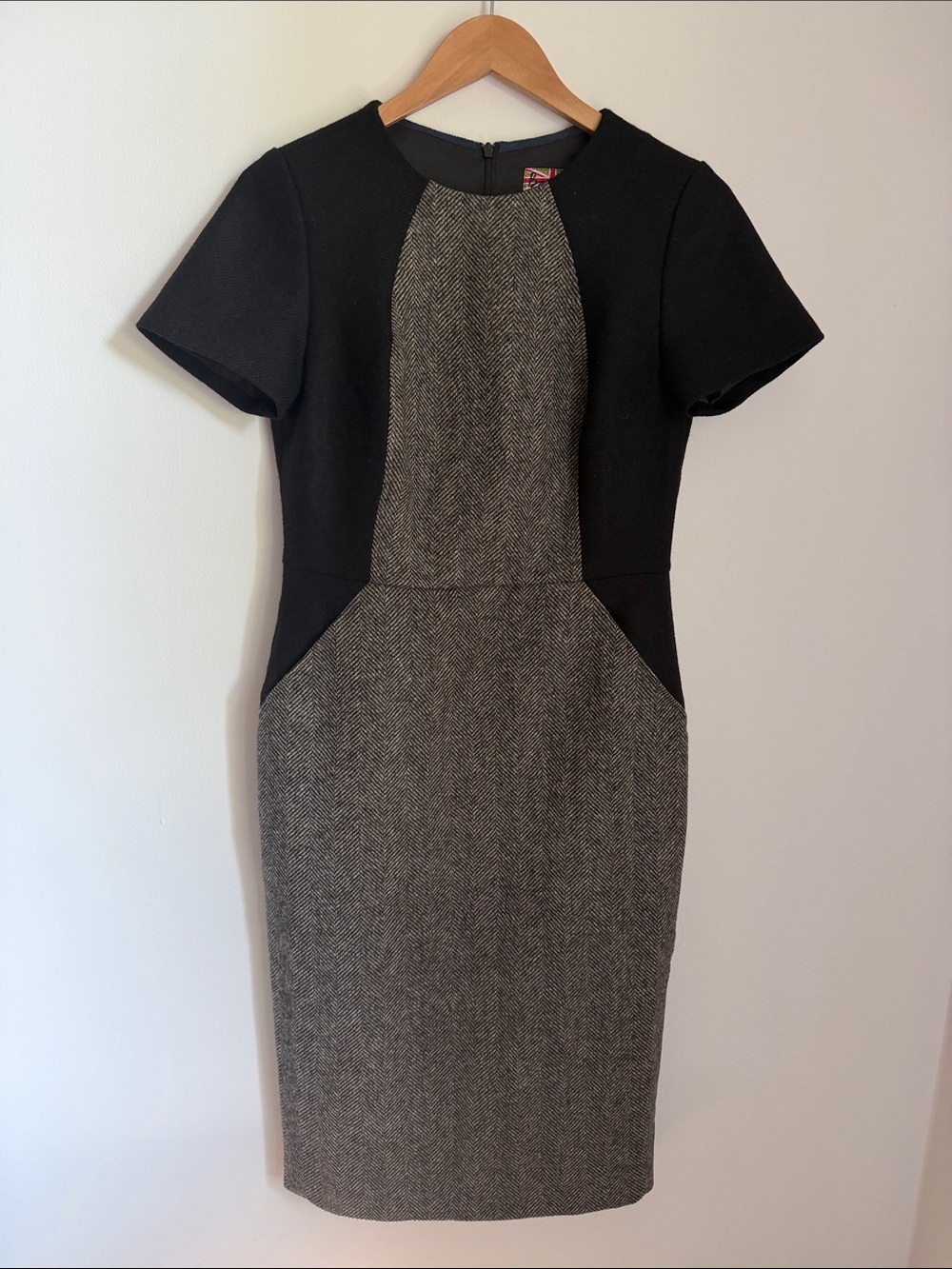 Boden Black and Gray 100% wool British tweed dress by MOON 6L